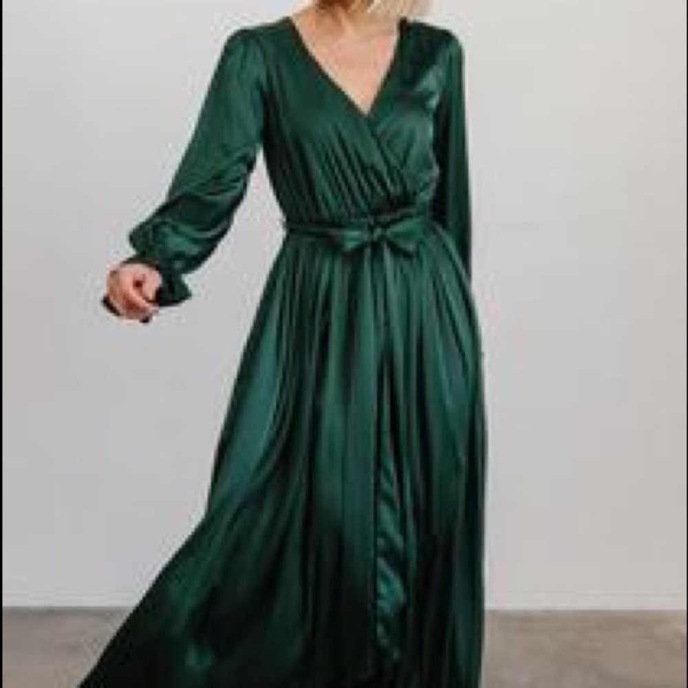 Baltic Born Holly Satin Maxi Dress, Dark Green, XL